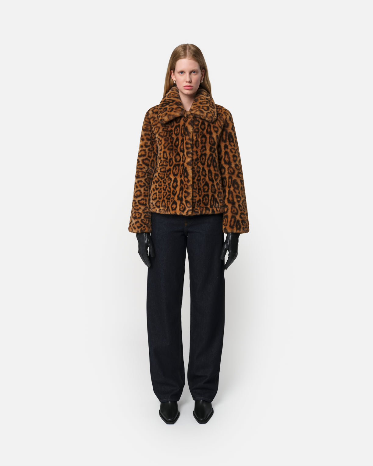 【税込】 in Coat Fur Faux Elis Leopard Apparis – 小物