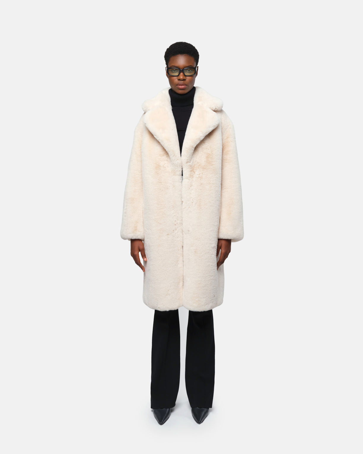 Steffi Faux Fur Coat in Cream – Apparis - Main Image