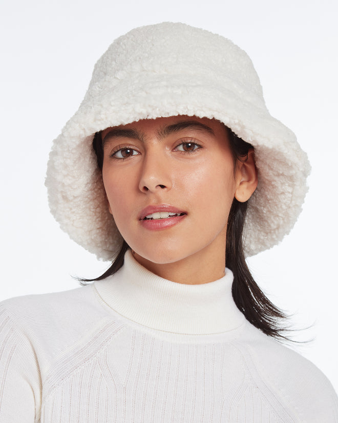 Amara Ivory | Faux Shearling Bucket Hat – Apparis