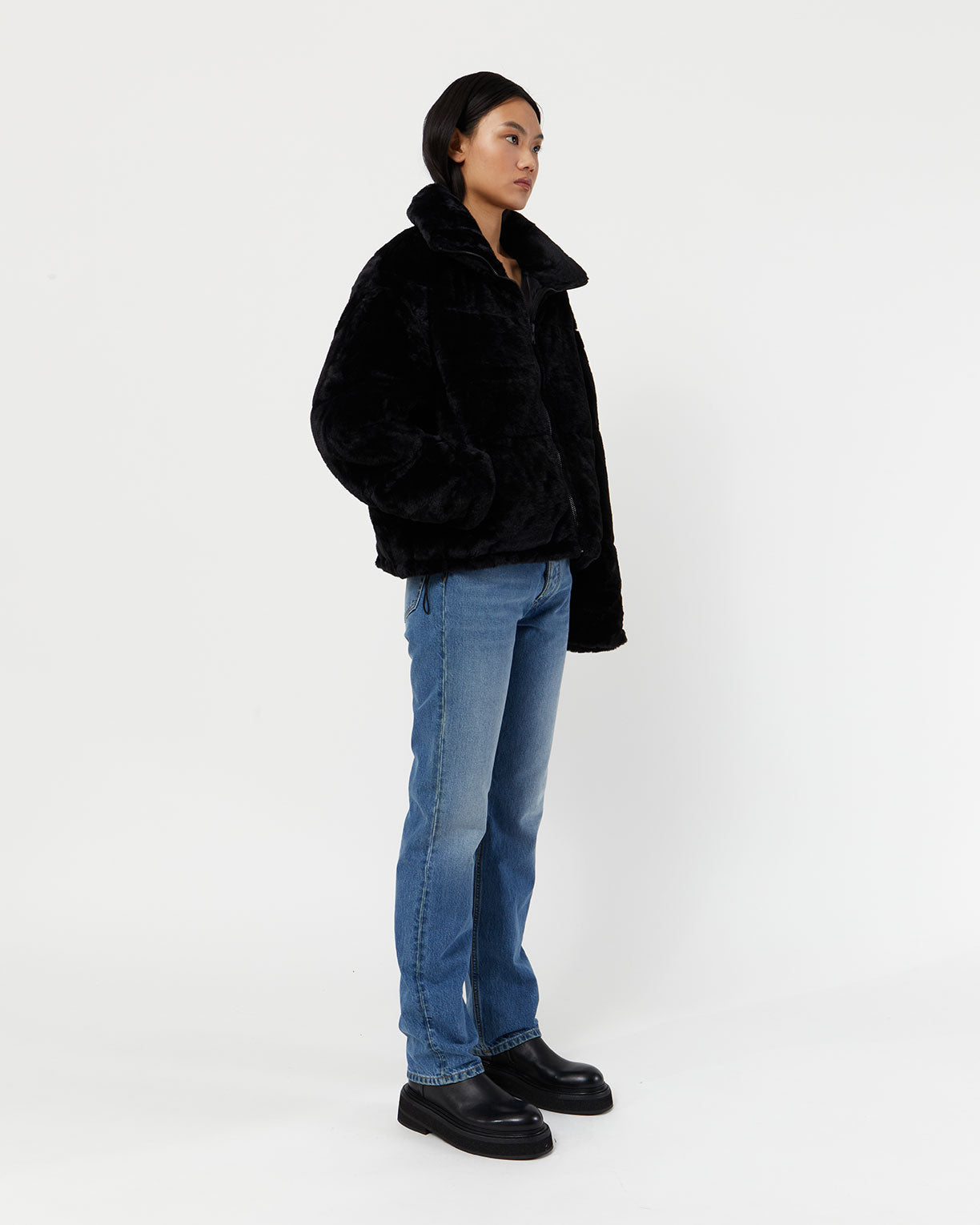 Billie Noir I Faux Fur Cropped Jacket – Apparis