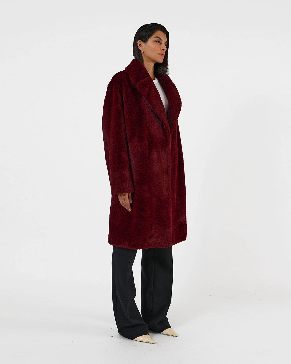 Sandro red fur coat sale