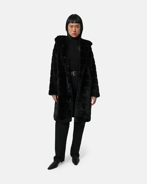 Celina Noir Tiered Long Coat – Apparis