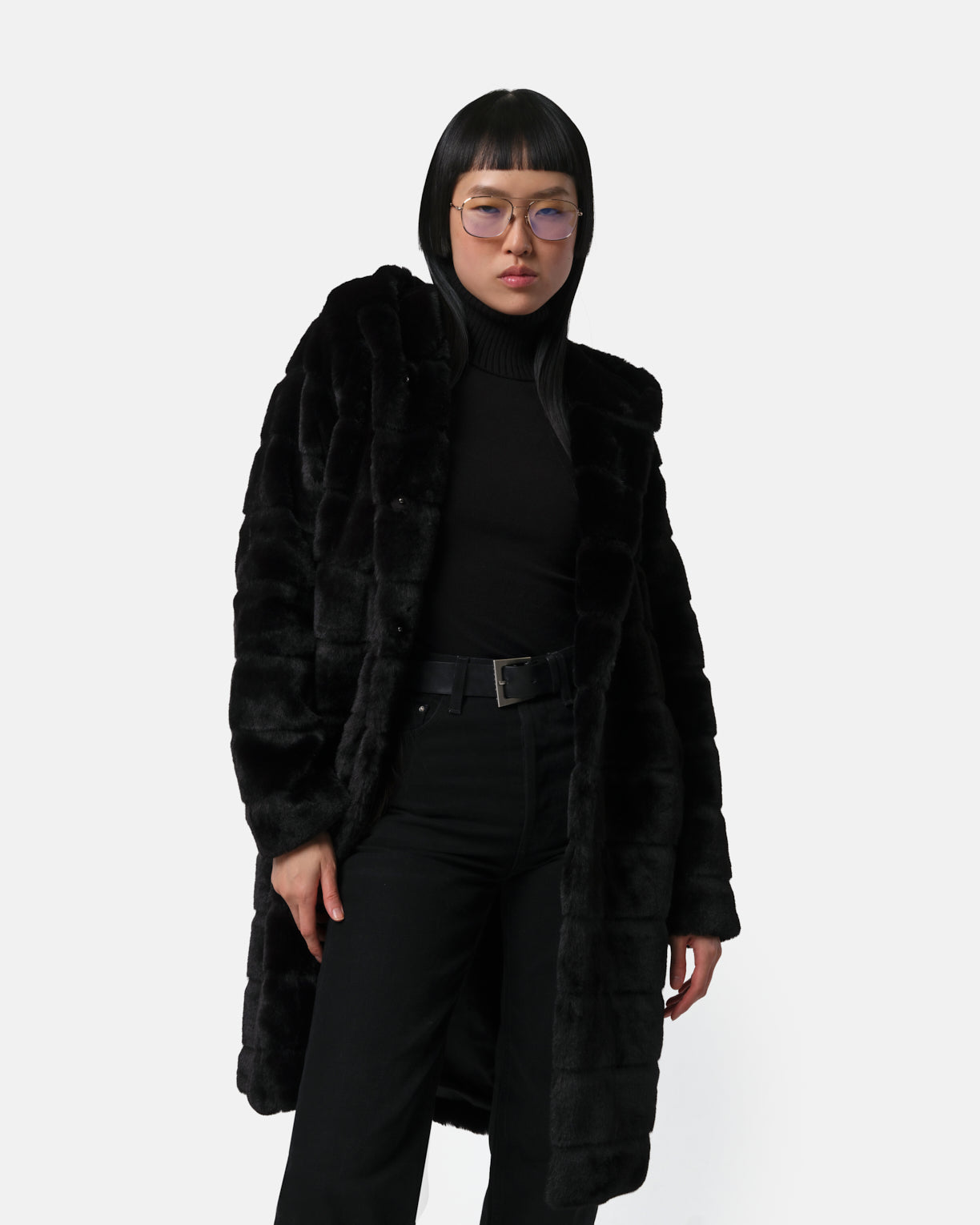 Celina Noir Tiered Long Coat – Apparis