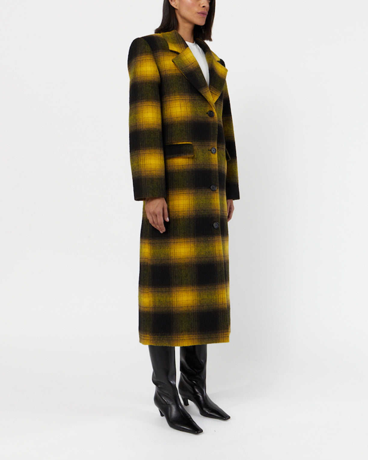 Mustard plaid coat best sale