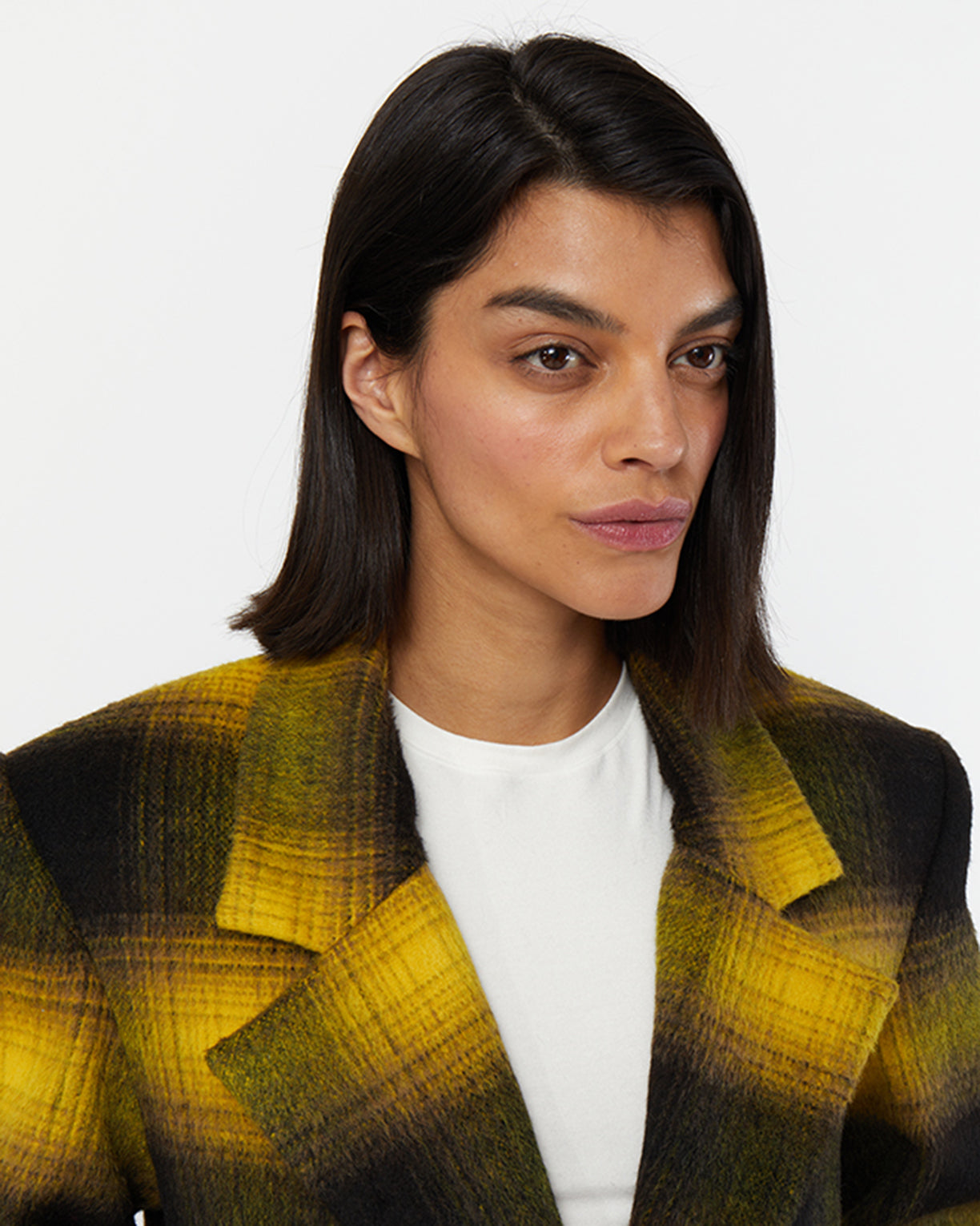 Yellow plaid cheap wool coat