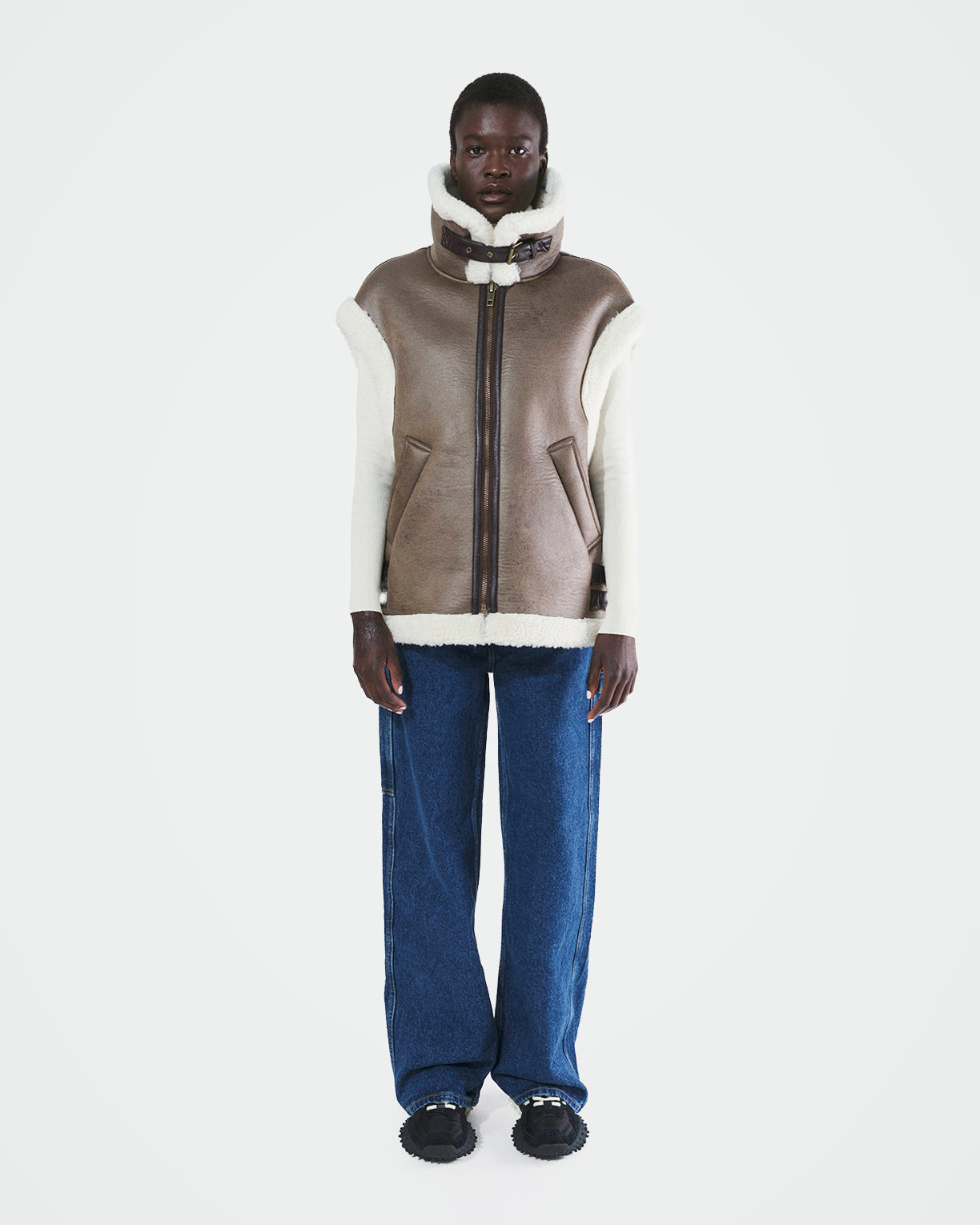 Shearling vest hotsell with hood