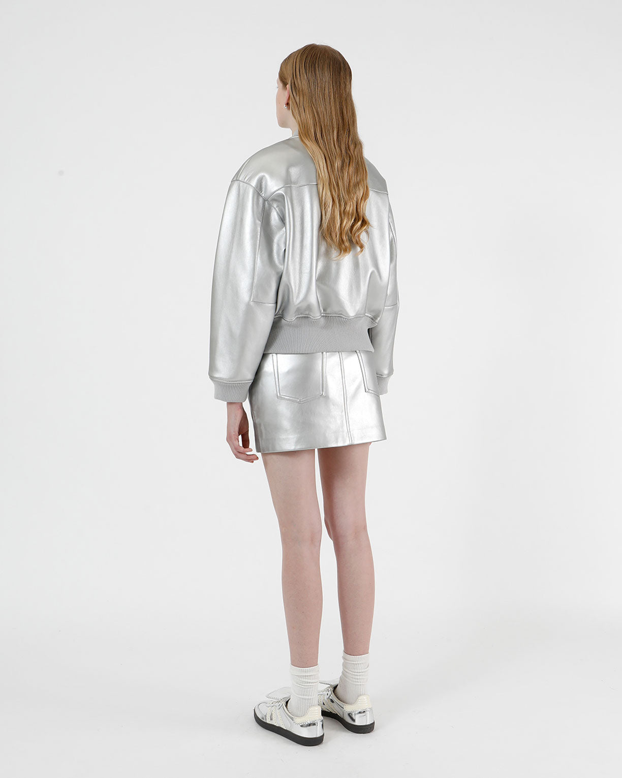 Silver bomber jacket sales zara