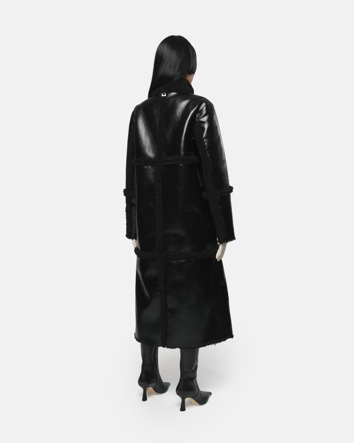 Tilly Mixed Media Coat in Noir – Apparis