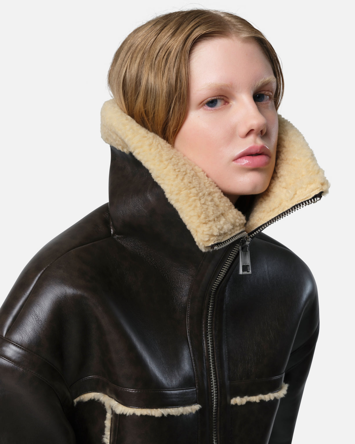 Calina Mixed Media Coat in Java & Sand – Apparis