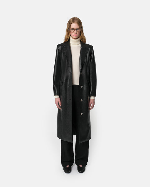 Lauren Vegan Leather Coat in Noir – Apparis Lauren Vegan Leather Coat in Noir – Apparis