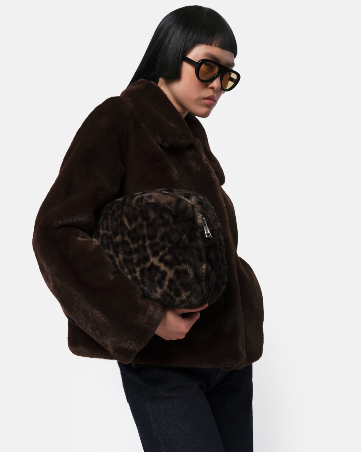 Elis Faux Fur Coat in Espresso – Apparis