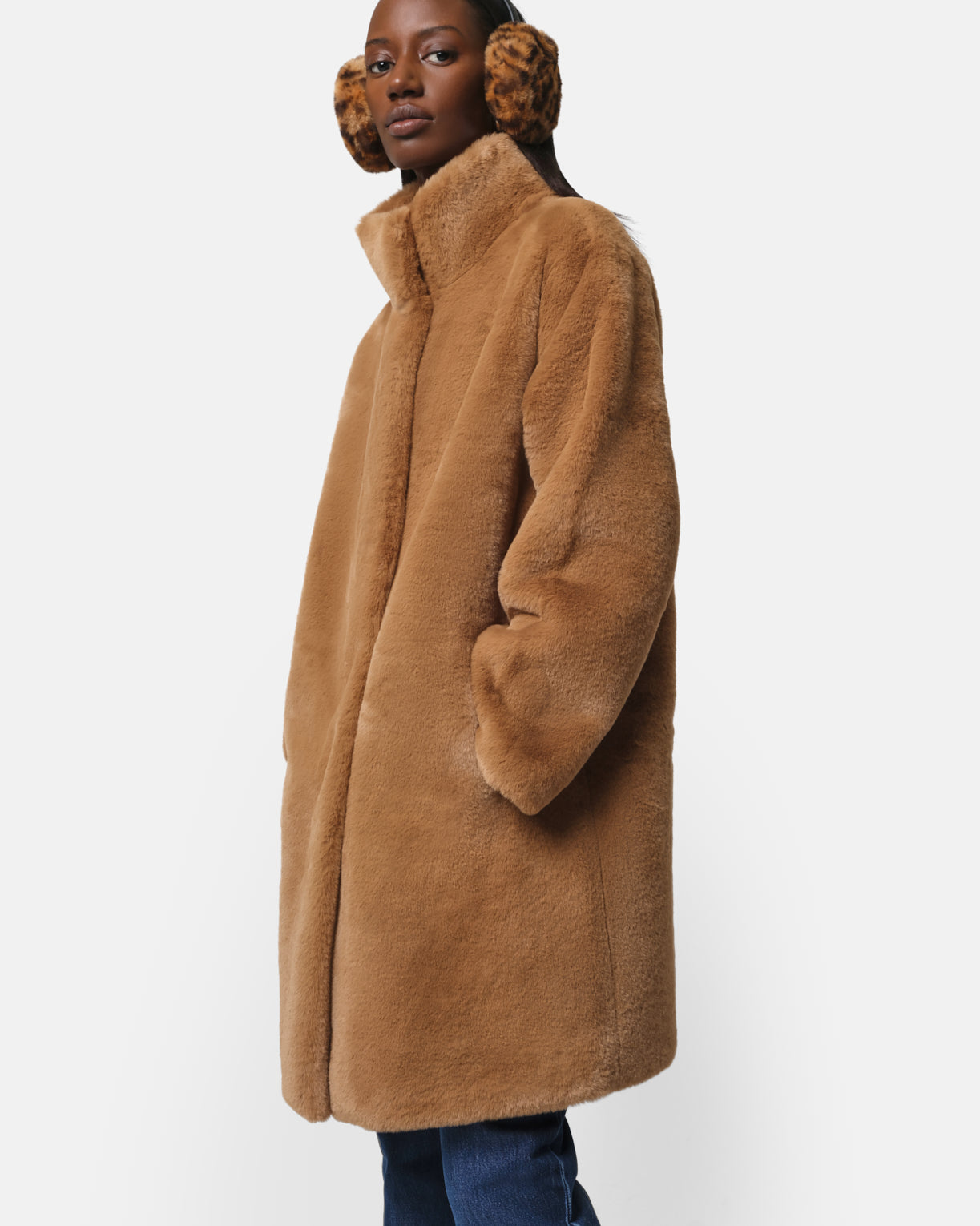 Blair Faux Fur Coat in Camel – Apparis