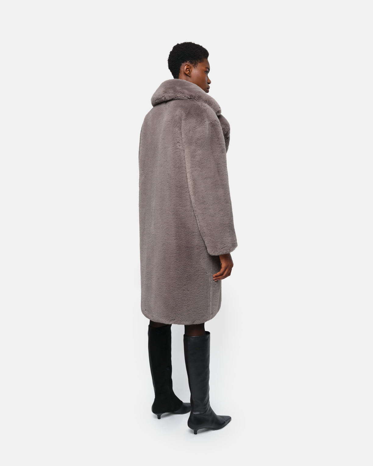 Steffi Faux Fur Coat in Granite – Apparis