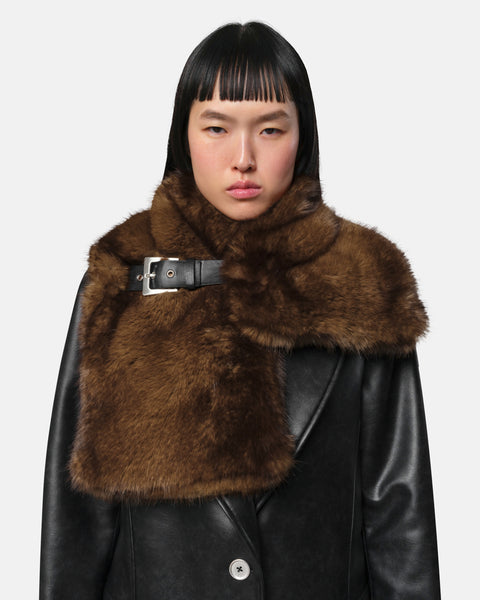 Rowen Faux Mink Scarf in Brown – Apparis
