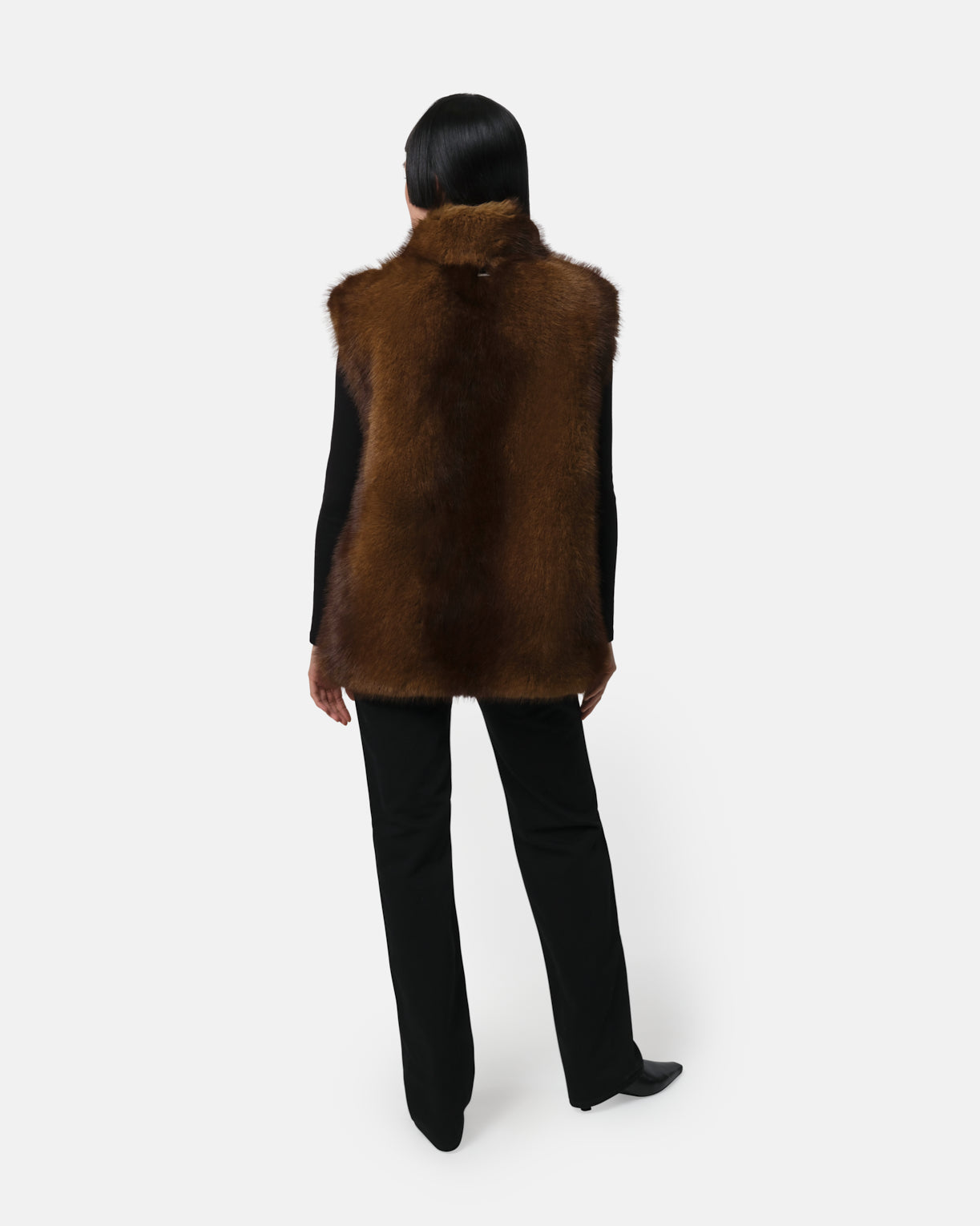 Laila Faux Mink Vest in Brown – Apparis