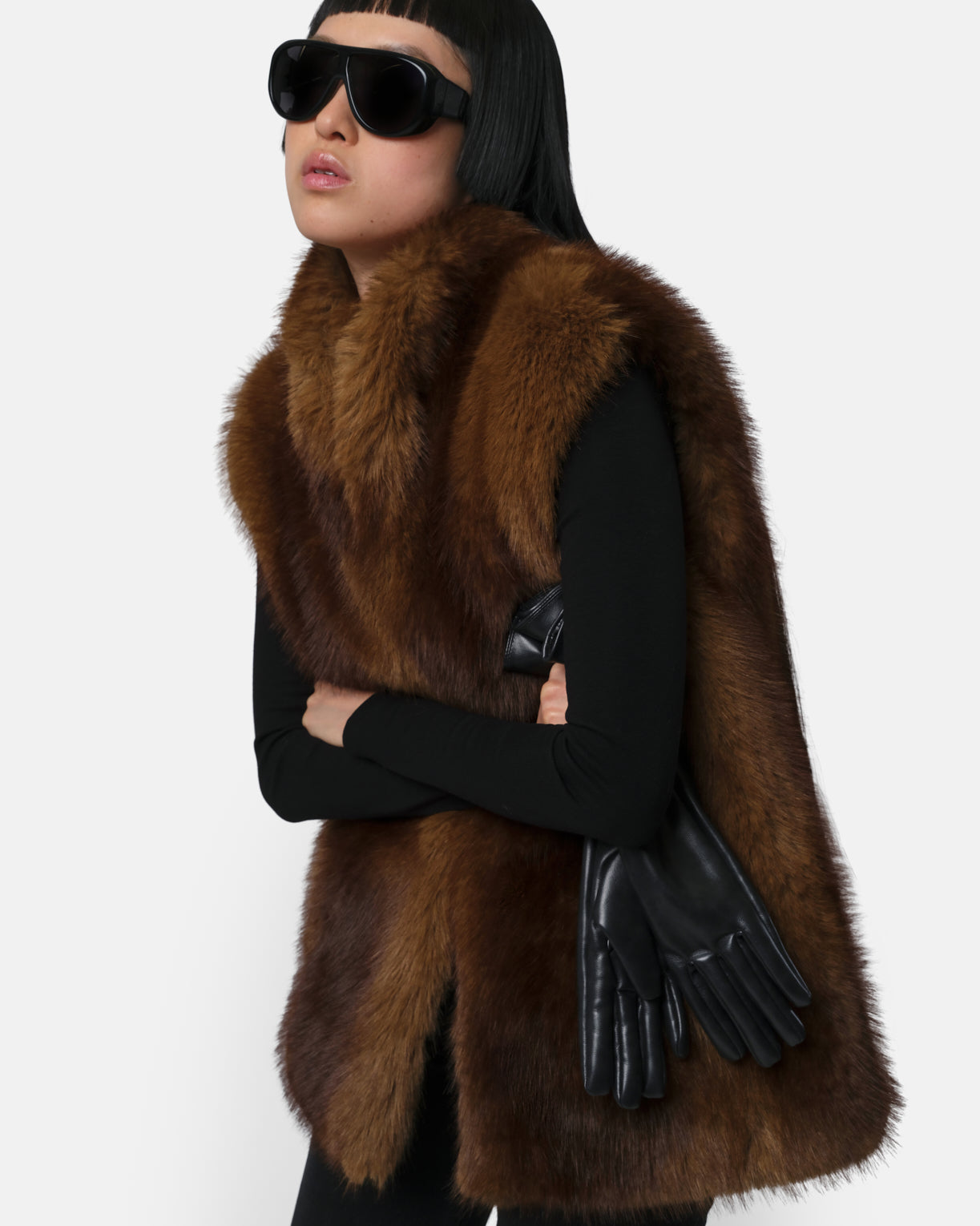 ジャケット・アウター milyLOU ANDREA FAKE MINK VEST LOU ANDREAルーアンドレアFAKE MINK VEST新品タグ付☆希少黒