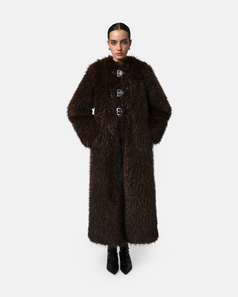 ヴァレンティノ【F】ロングコート◎ダークブラウン　フレアースタイル　ミンク Nolwen Fox Maxi Coat – Apparis