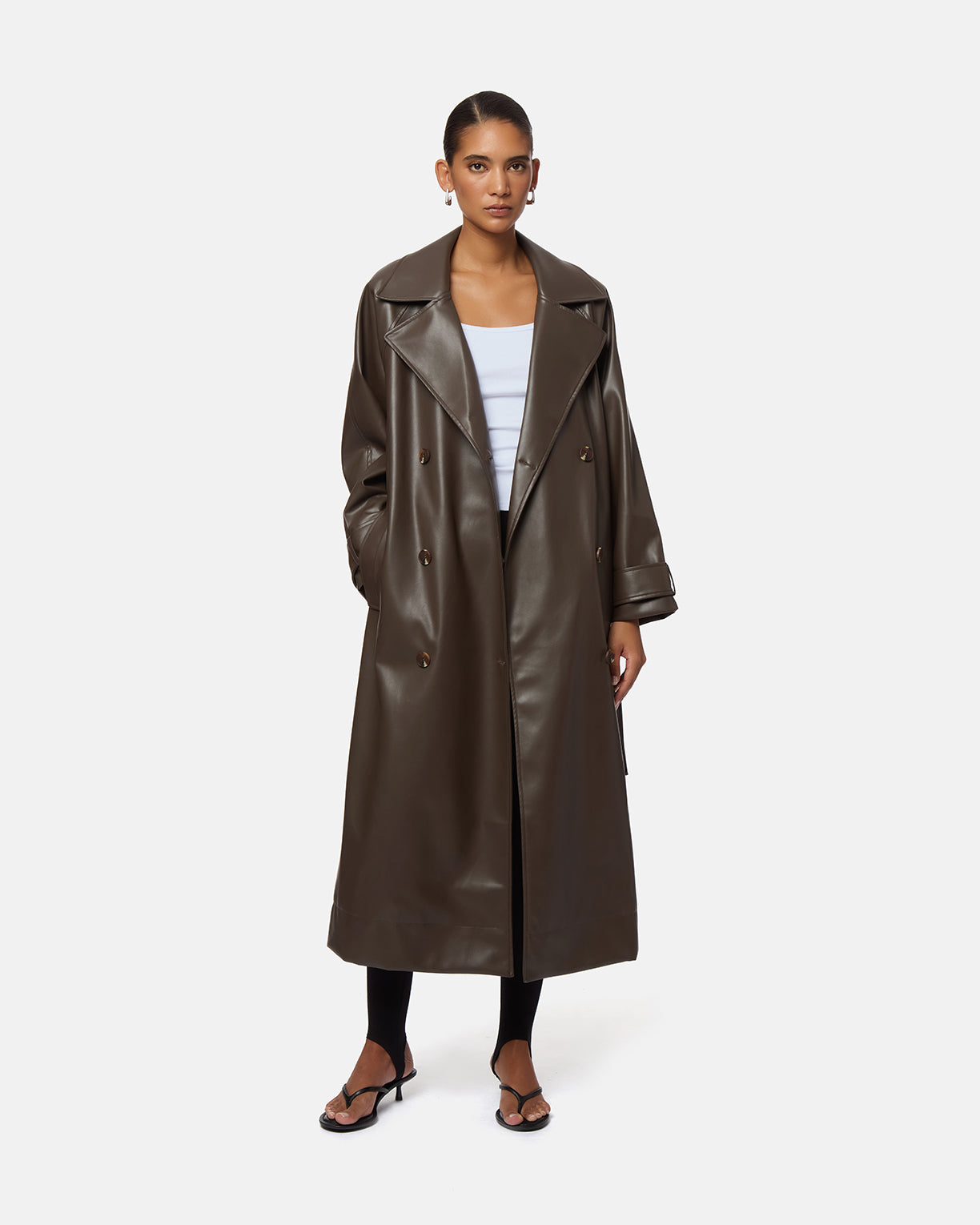 Lana Sans Leather Trench Coat – Apparis