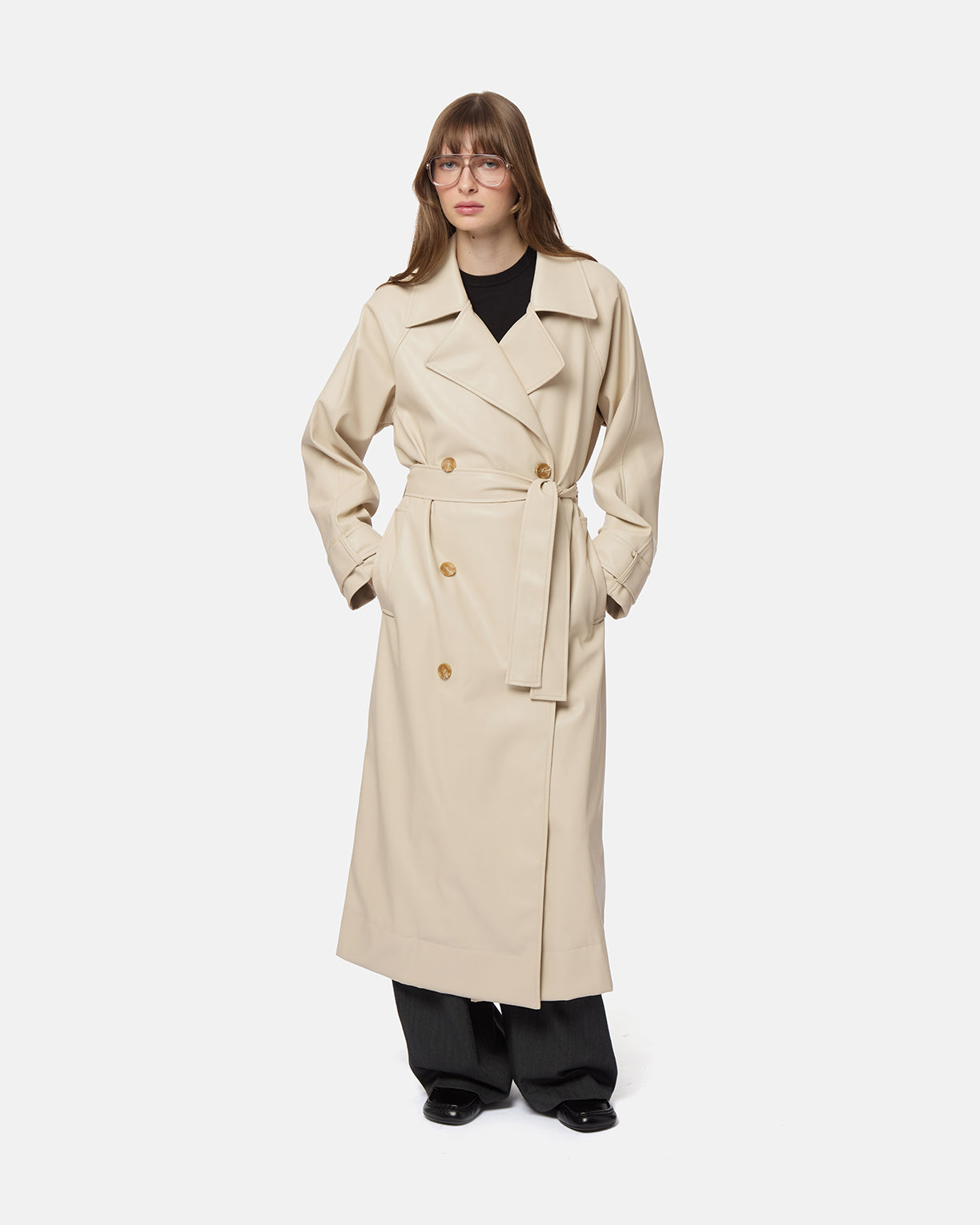 Lana Sans Leather Trench Coat – Apparis