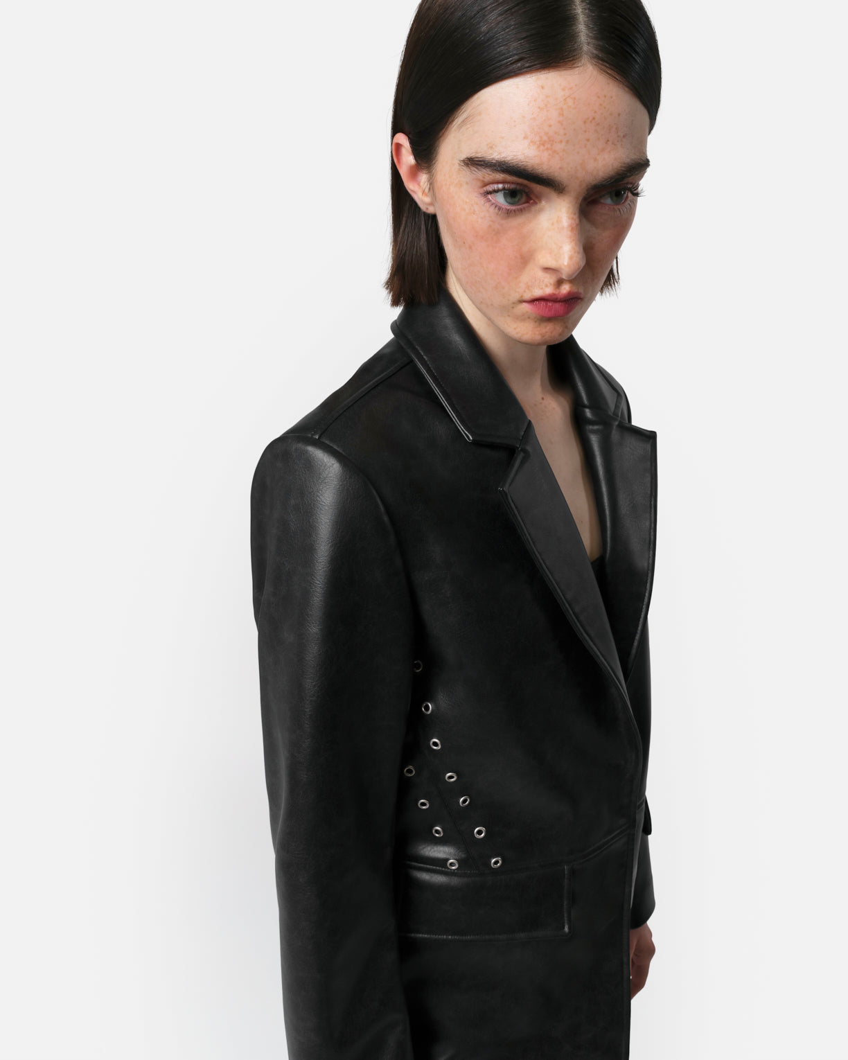 Kelan Vegan Leather Blazer in Noir – Apparis